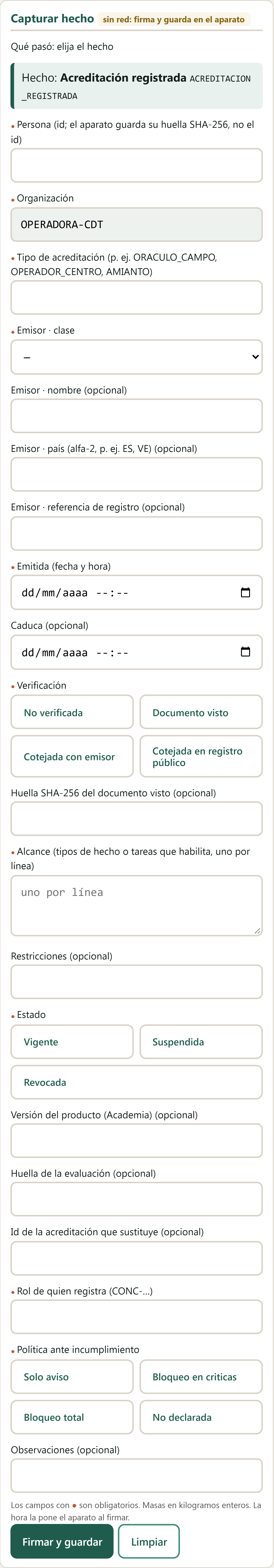 Formulario Acreditación registrada