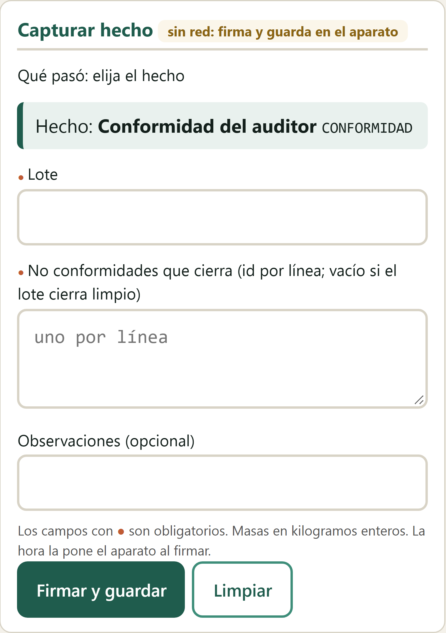 Formulario Conformidad del auditor