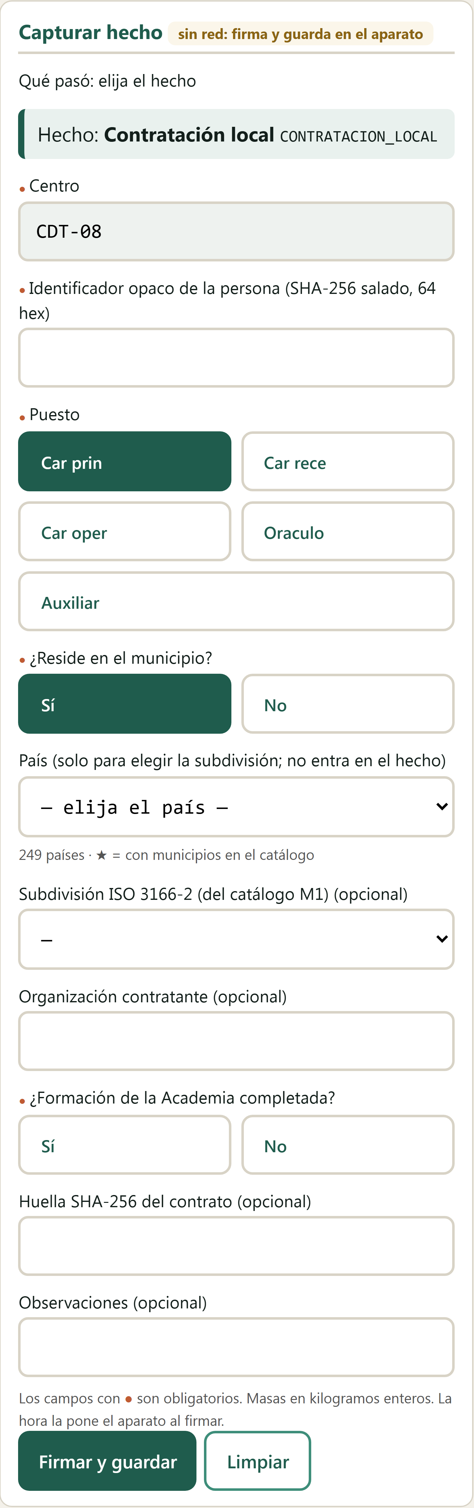 Formulario Contratación local