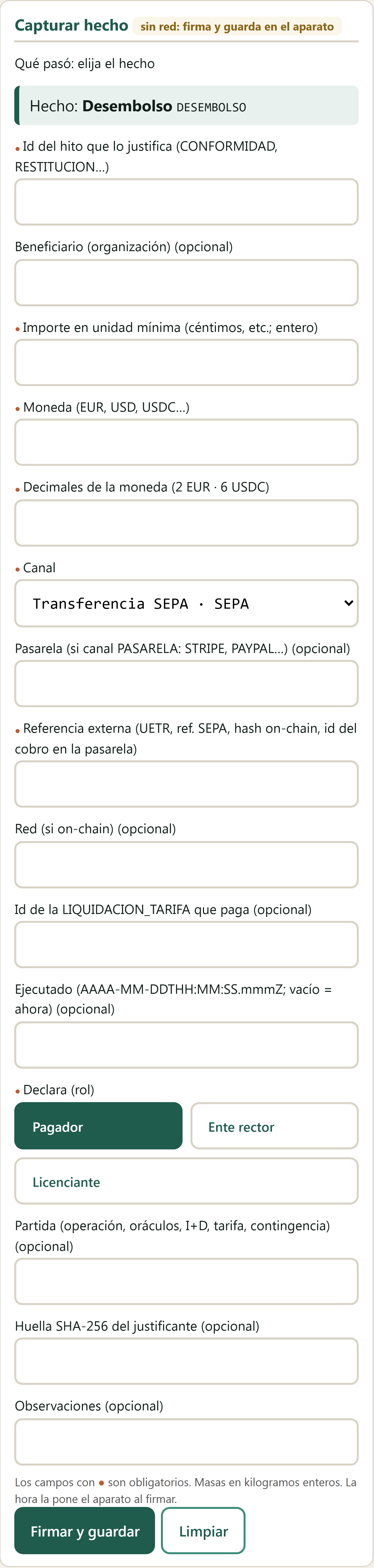 Formulario Desembolso