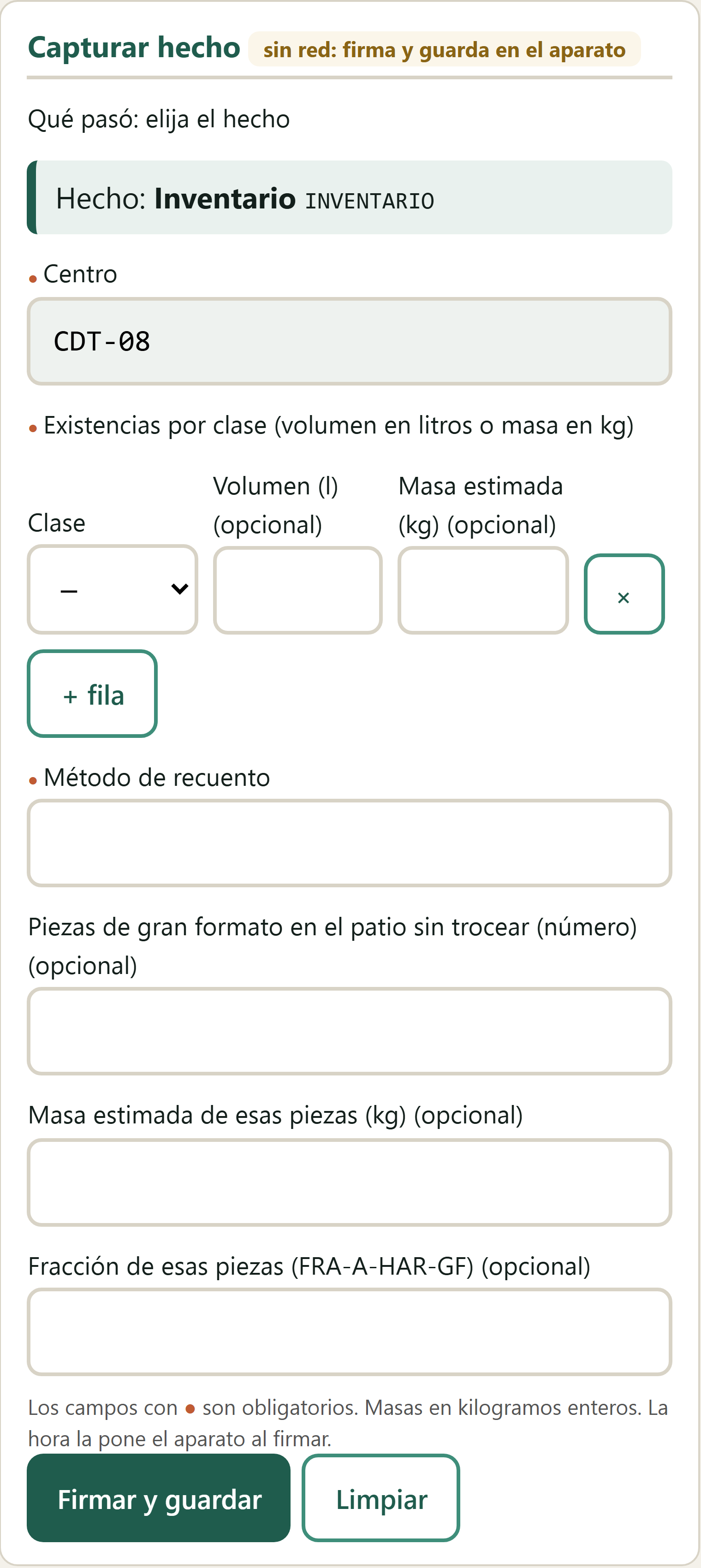 Formulario Inventario