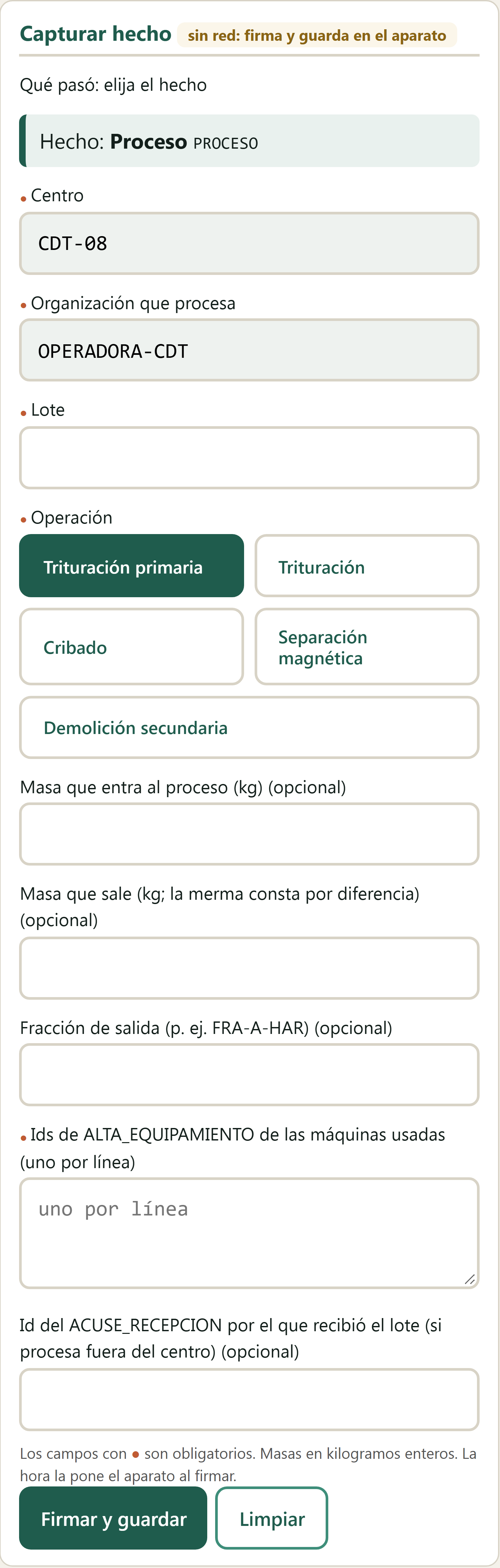 Formulario Proceso