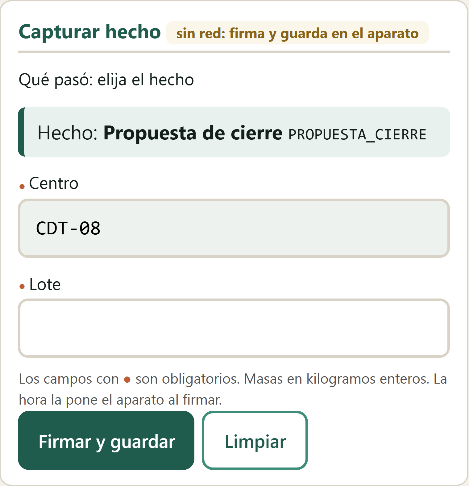 Formulario Propuesta de cierre