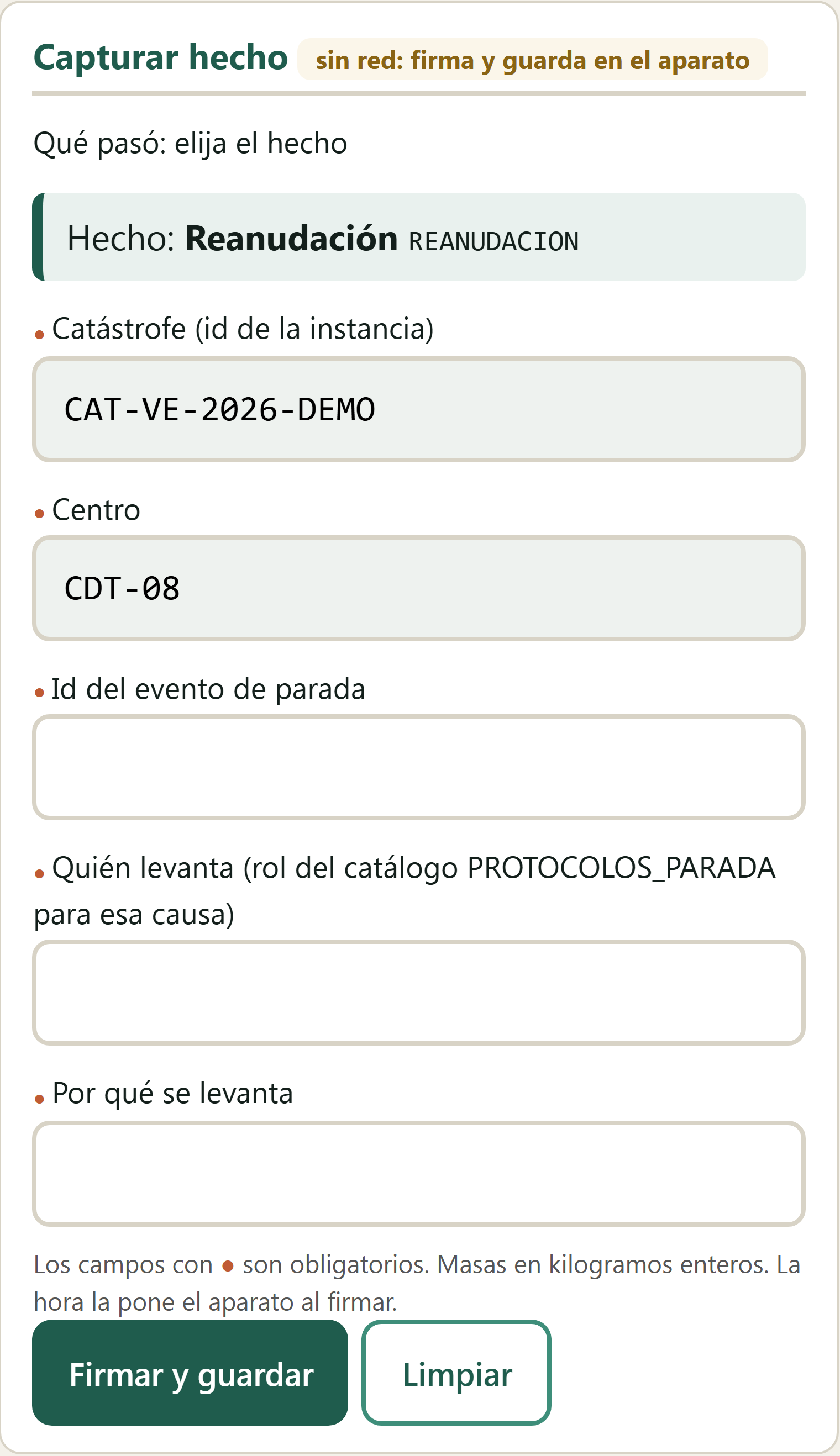 Formulario Reanudación